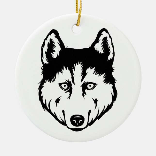 Siberian Husky Dog Ceramic Tree Decoration (Front)