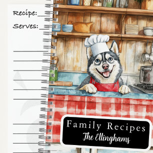 Siberian Husky Dog Chef Spiral Recipe Book