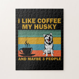 Siberian Husky Dog Coffee Lovers Quote Gift Jigsaw Puzzle