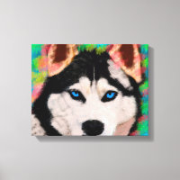 Siberian Husky Dog Colourful Art Water Colour Pain