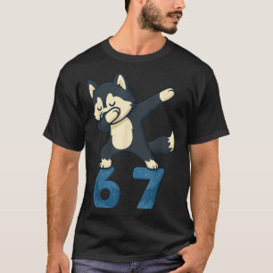 Siberian Husky Dog Dabbing 67 Meme Six Seven Funny T-Shirt