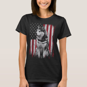Siberian Husky Dog Dad Mum America 4th of July T-Shirt