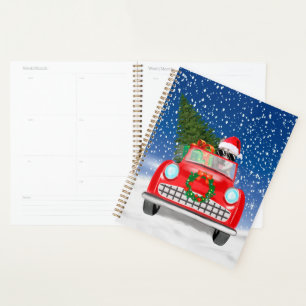 Siberian Husky Dog Driving Car In Snow Christmas Planner