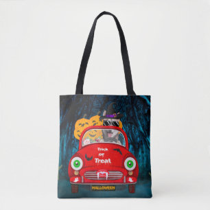 Siberian Husky Dog Driving Car Scary Halloween Tote Bag
