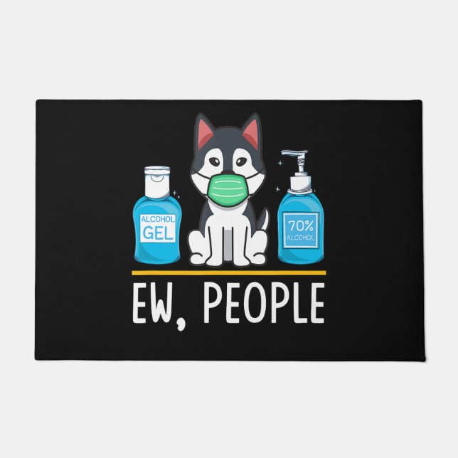 Siberian Husky Dog Face Mask And Hand Wash Doormat (Front)