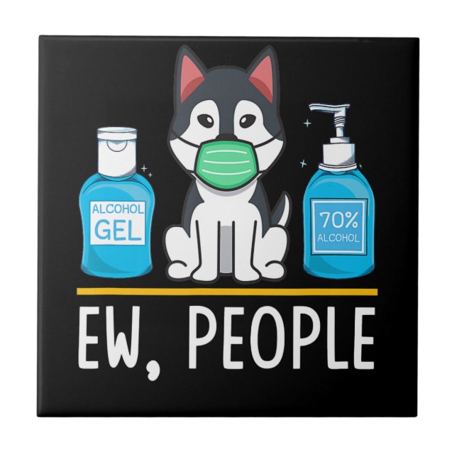 Siberian Husky Dog Face Mask And Hand Wash Tile (Front)