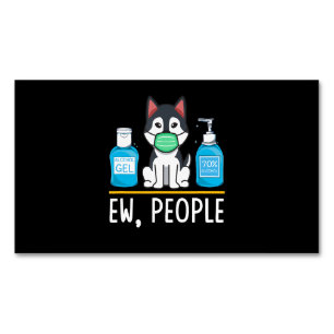 Siberian Husky Dog Face Mask Hand Sanitizer Funny Magnetic Business Card