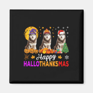 Siberian Husky Dog Halloween Christmas Hallothanks Magnet