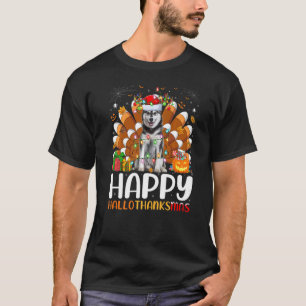 Siberian Husky Dog Halloween Christmas Happy Hallo T-Shirt
