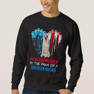 Siberian Husky Dog Heart 4th of July Dog USA Flag Sweatshirt