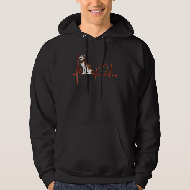 Siberian Husky Dog Heartbeat EKG Pulse My Dogs Are Hoodie (Front)