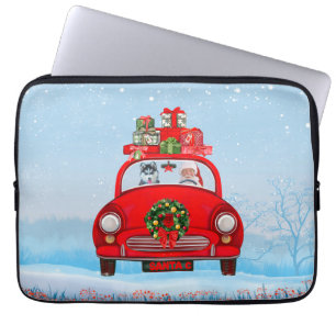 Siberian Husky Dog In Car With Santa Claus Laptop Sleeve