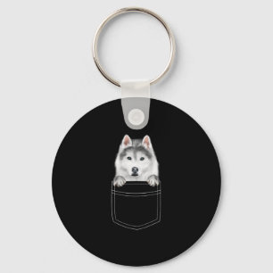 Siberian Husky Dog In Pocket  Funny Dog Lover Gift Key Ring