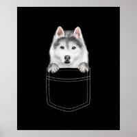 Siberian Husky Dog In Pocket |Funny Dog Lover Gift