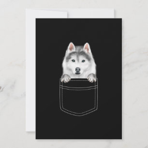 Siberian Husky Dog In Pocket Funny Dog Lover Gift Thank You Card