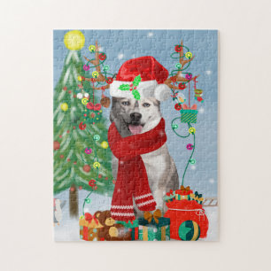 Siberian Husky Dog in Snow Christmas Jigsaw Puzzle