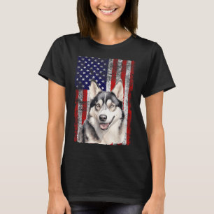 Siberian Husky Dog Lover Flag 4th of July T-Shirt