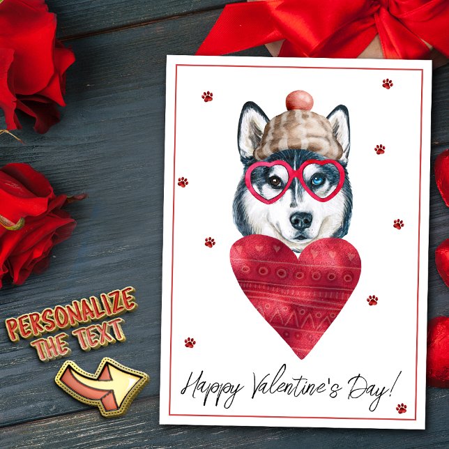 Siberian Husky Dog Lover Valentine Gift Holiday Card (Creator Uploaded)