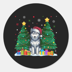 Siberian Husky Dog Lovers Santa Hat Ugly Christmas Classic Round Sticker