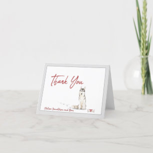 Siberian Husky Dog Personalised Bone Ribbon Thank You Card