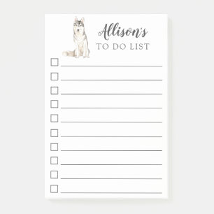 Siberian Husky Dog Personalised To Do List Post-it Notes
