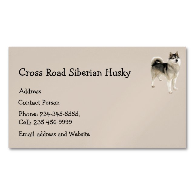 Siberian Husky Dog Pet Animal   Magnetic Business Card (Front)