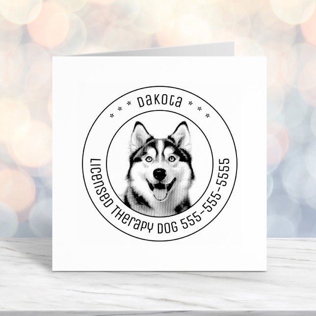 Siberian Husky Dog Pet Photo Round Self-inking Stamp (Creator Uploaded)