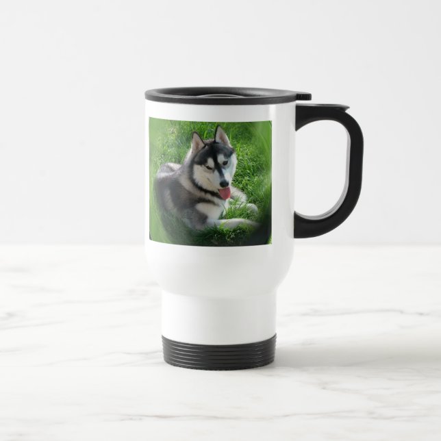 Siberian Husky Dog Plastic Travel Mug (Right)