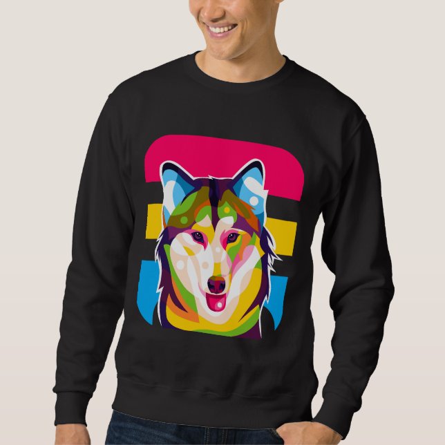 Siberian Husky Dog Pop Art Sweatshirt (Front)