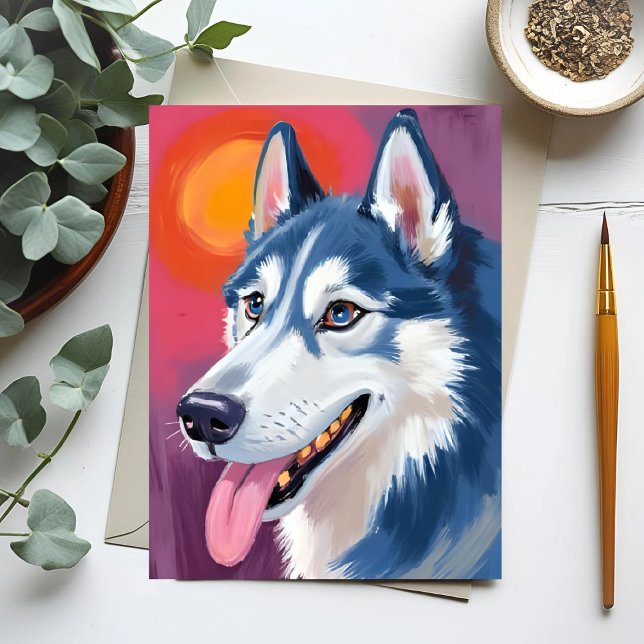Siberian Husky | Dog Portrait Painting Postcard (Creator Uploaded)