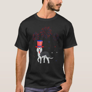 Siberian Husky Dog Red White Blue Firework Decor 4 T-Shirt