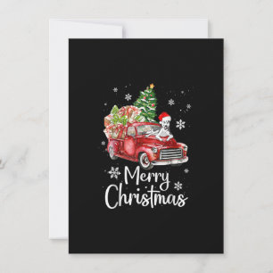 Siberian Husky Dog Riding Red Truck Christmas Tree Invitation