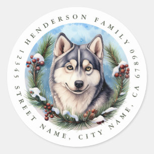 Siberian Husky Dog Round Stickers