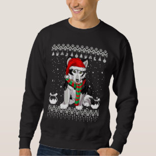 Siberian Husky Dog Santa Hat Xmas Ugly Sweatshirt