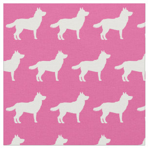 Siberian Husky Dog Silhouette Pet Pink Fabric