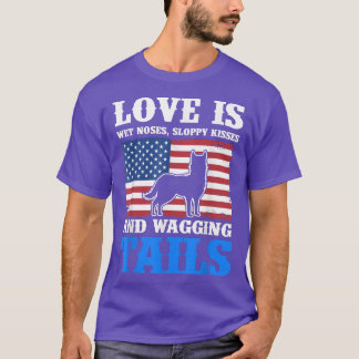 Siberian Husky Dog Sledding American Flag Dog Owne T-Shirt