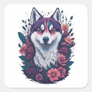 Siberian Husky Dog Square Sticker