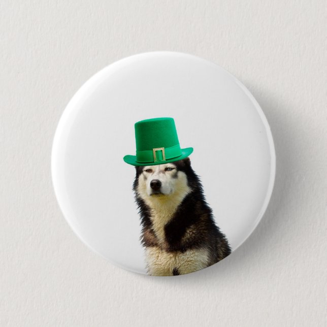 Siberian Husky Dog St. Patrick's day 6 Cm Round Badge (Front)