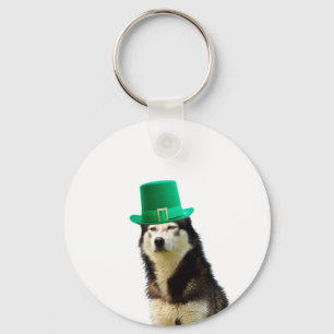 Siberian Husky Dog St. Patrick's day Key Ring