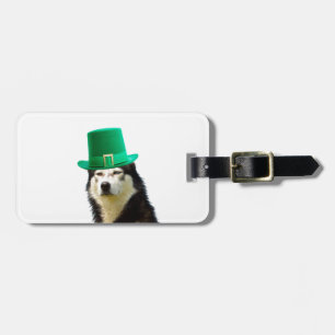 Siberian Husky Dog St. Patrick's day Luggage Tag