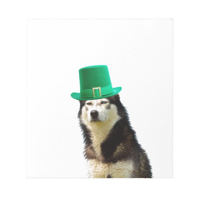 Siberian Husky Dog St. Patrick's day Notepad (Front)
