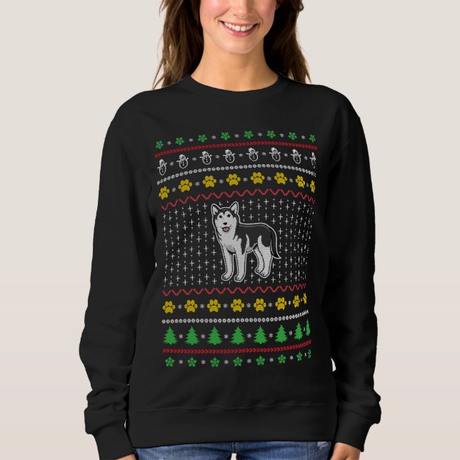 Siberian Husky Dog Ugly Christmas  Cute Siberian H Sweatshirt (Front)