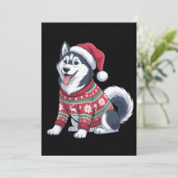 Siberian Husky Dog Ugly Sweater Santa Hat Xmas
