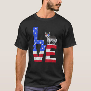 Siberian Husky Dog USA Flag Sunglasses 4th of July T-Shirt