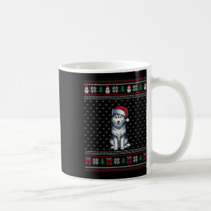 Siberian Husky Dog Wearing Santa Hat Ugly Xmas Dog Coffee Mug