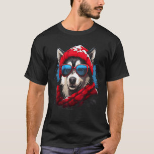 Siberian Husky Dog Winter Wonderland Cool Sunglass T-Shirt