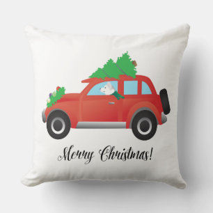 Siberian Husky Driving Christmas Car Cushion