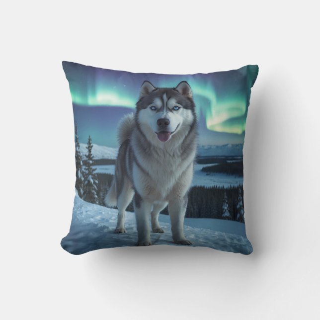 Siberian Husky Elegant Throw Pillow (Front)