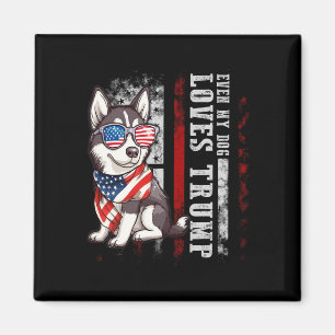 Siberian Husky Even My Dog Loves Trump Funny  Magnet