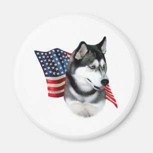 Siberian Husky Flag Magnet